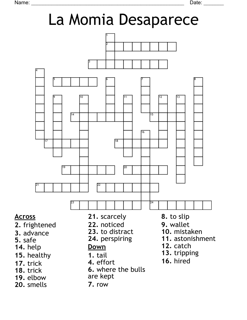 La Momia Desaparece Crossword