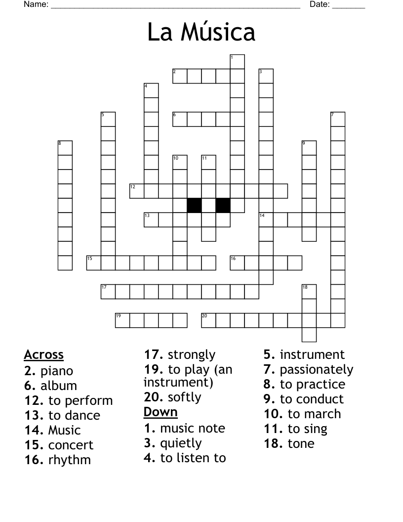 La Música  Crossword