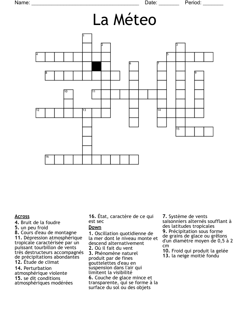 La Méteo Crossword