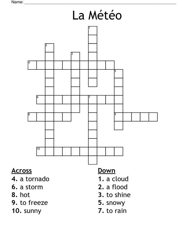 La Météo Crossword