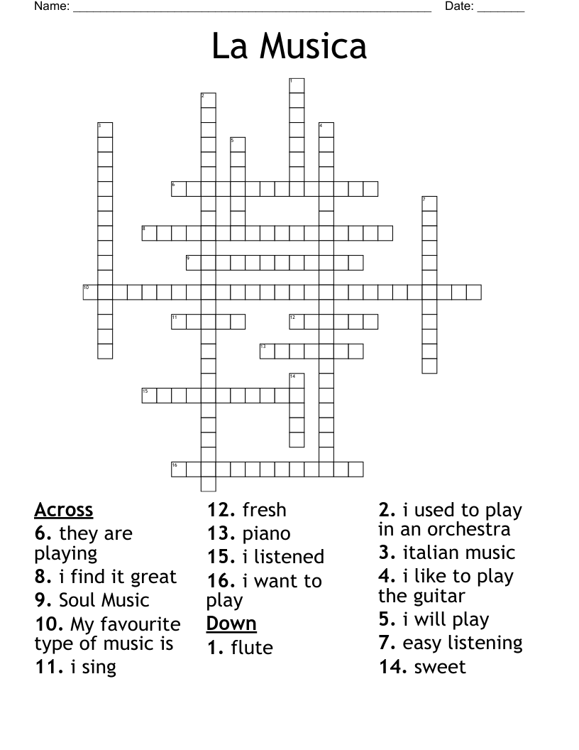 La Musica Crossword