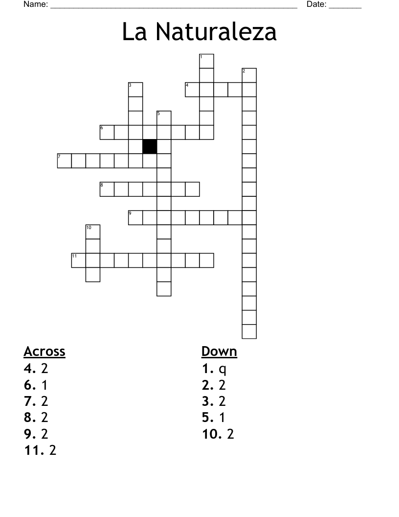La Naturaleza Crossword