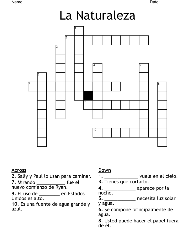 La Naturaleza Crossword