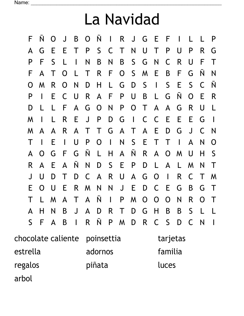 La Navidad Word Search