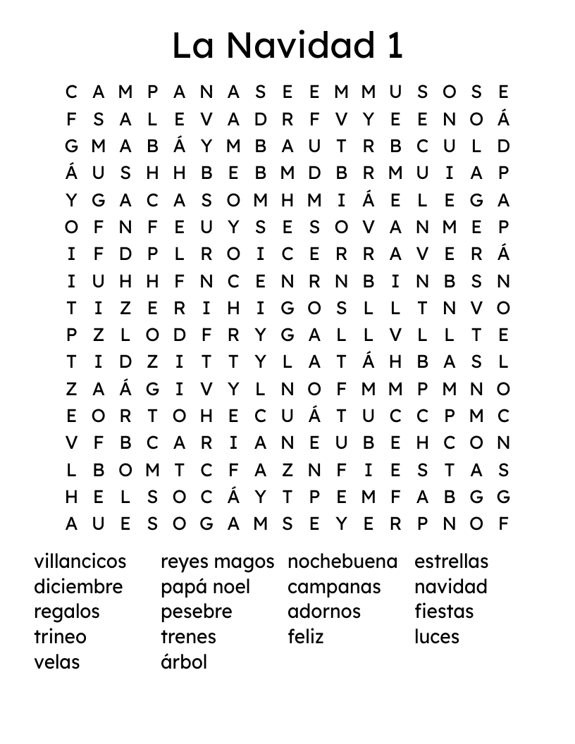 La Navidad 1 Word Search