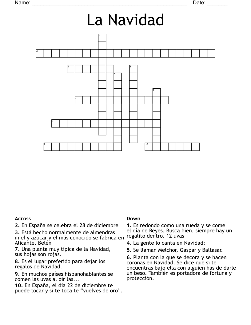 La Navidad Crossword