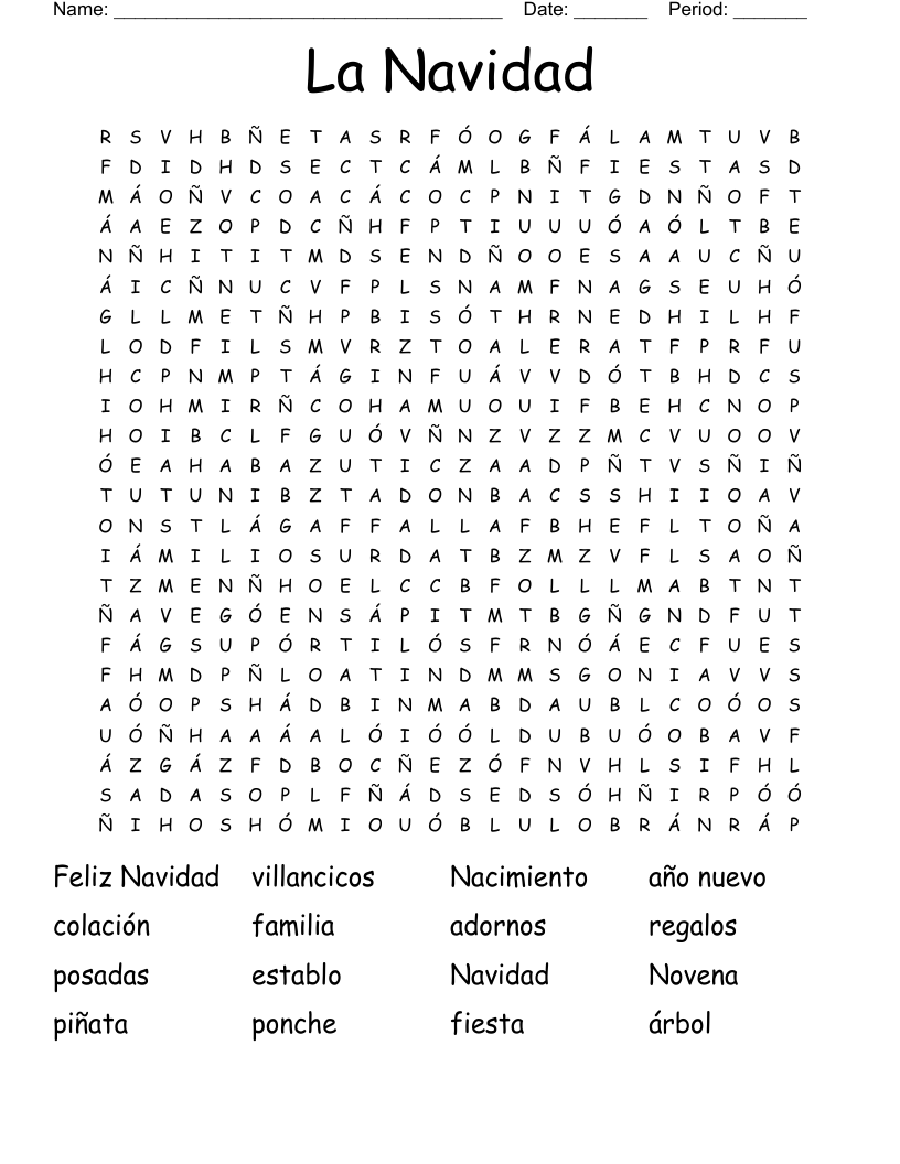La Navidad Word Search