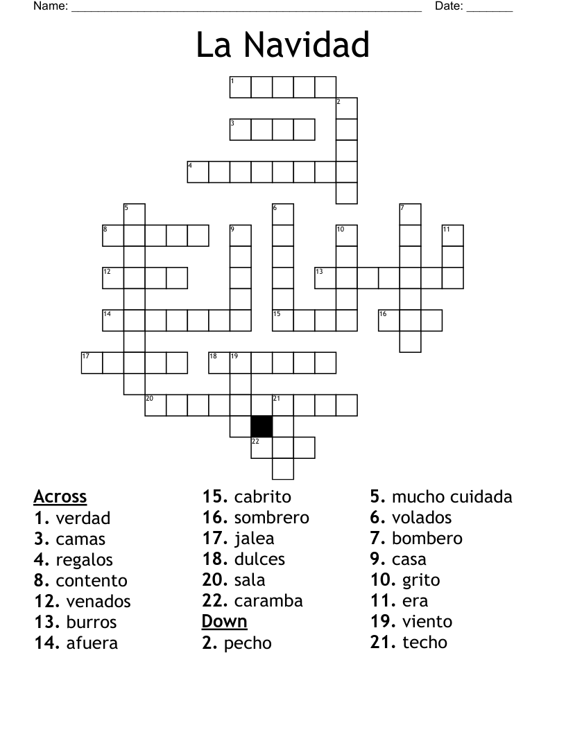 La Navidad Crossword