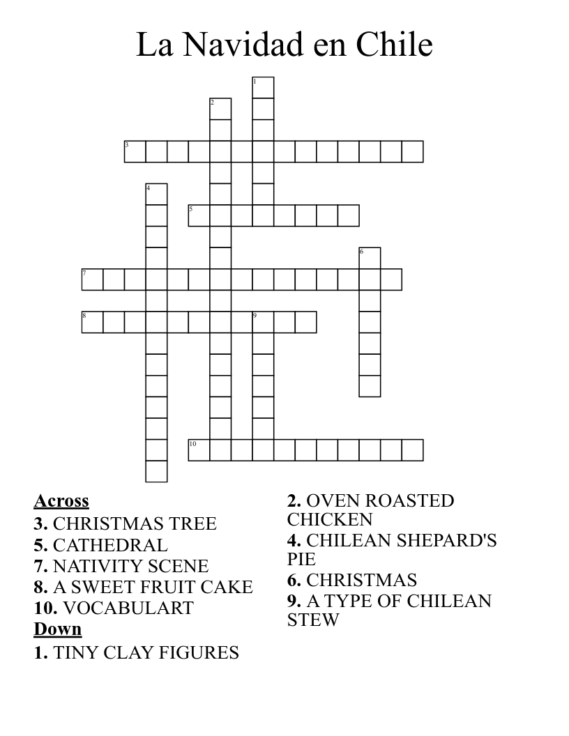 La Navidad en Chile Crossword
