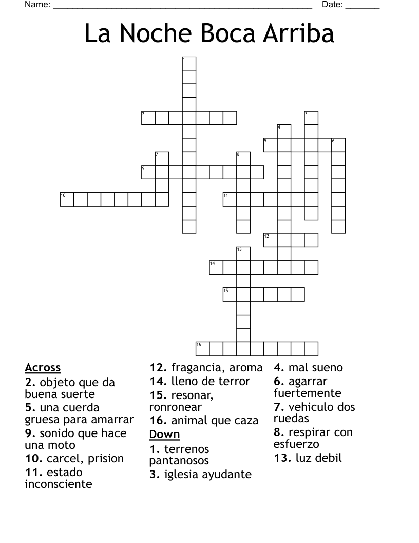 La Noche Boca Arriba Crossword