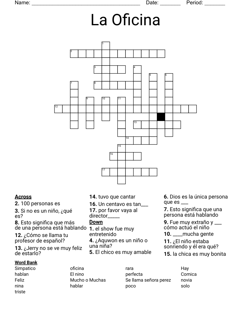 La Oficina  Crossword