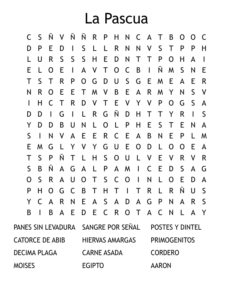 La Pascua Word Search