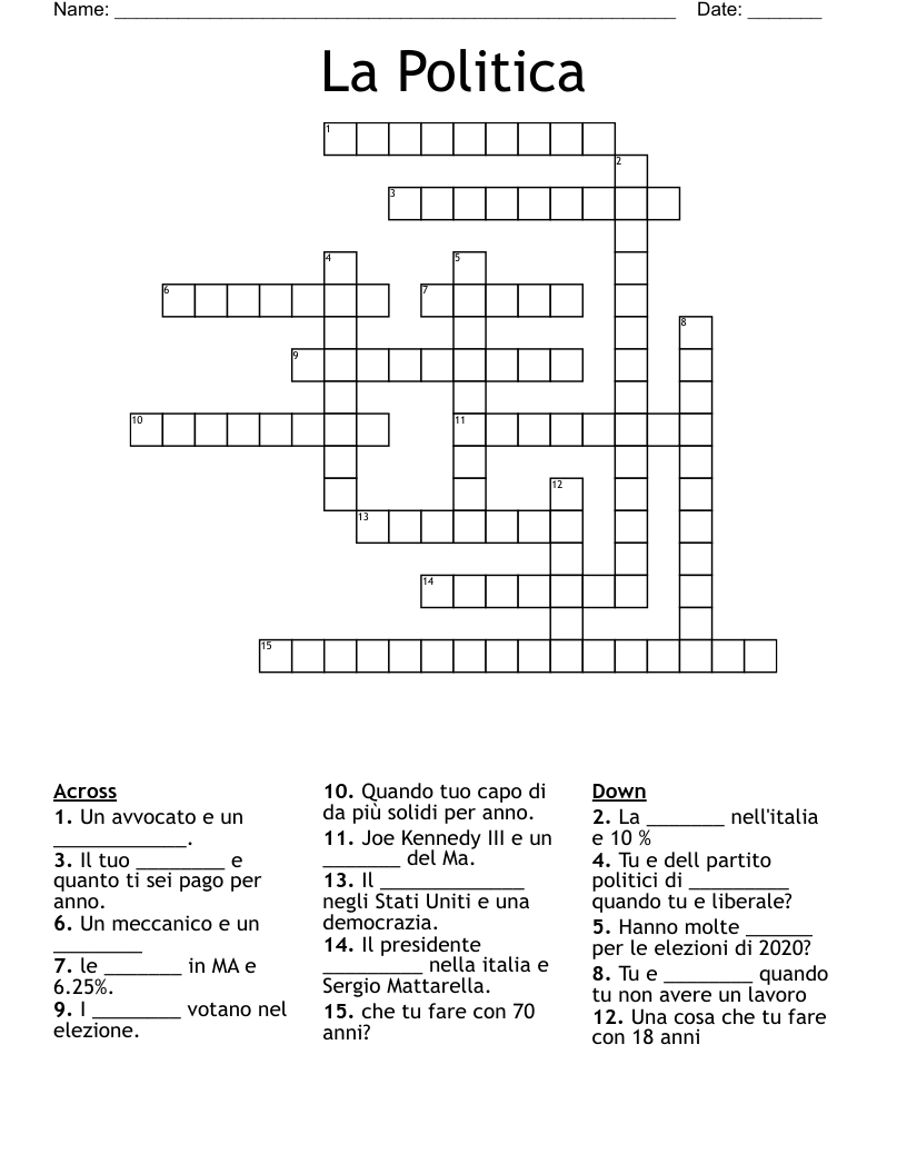 La Politica Crossword