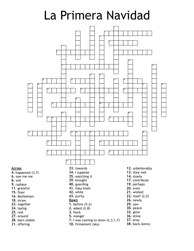La Primera Navidad Crossword