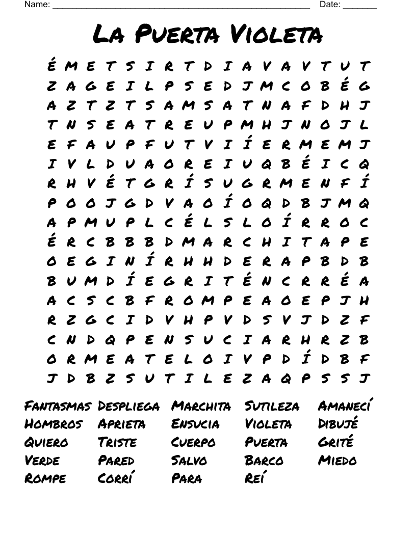 La Puerta Violeta Word Search