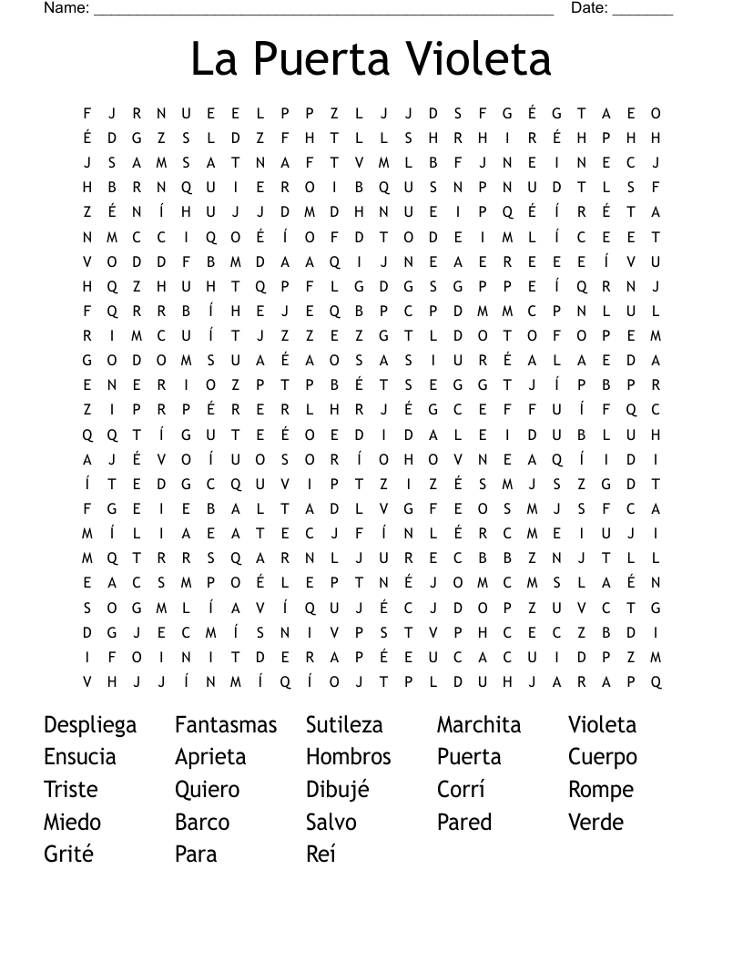 La Puerta Violeta Word Search