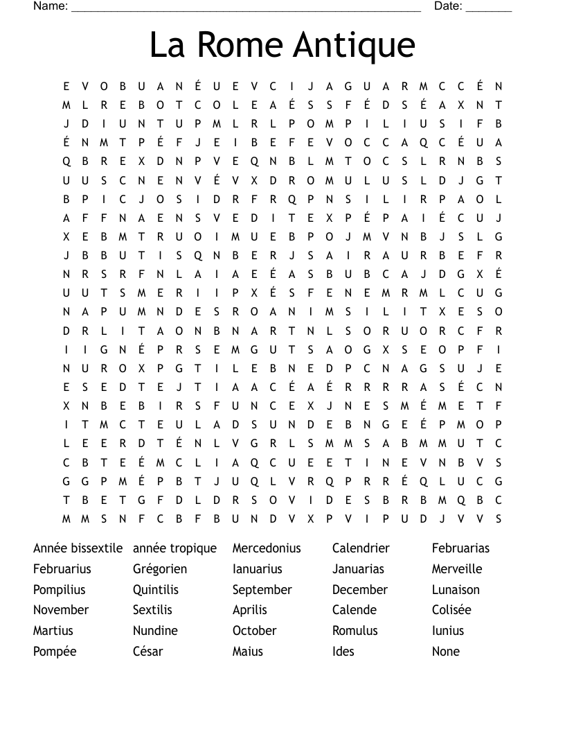 La Rome Antique Word Search