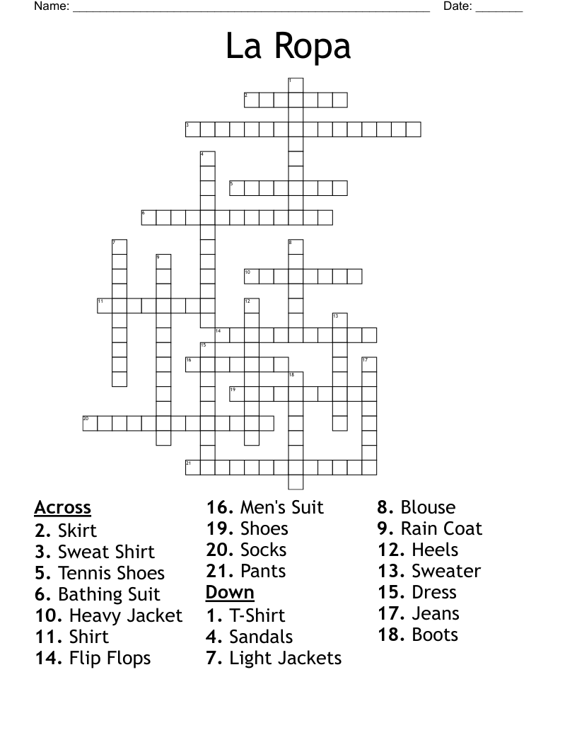 La Ropa Crossword