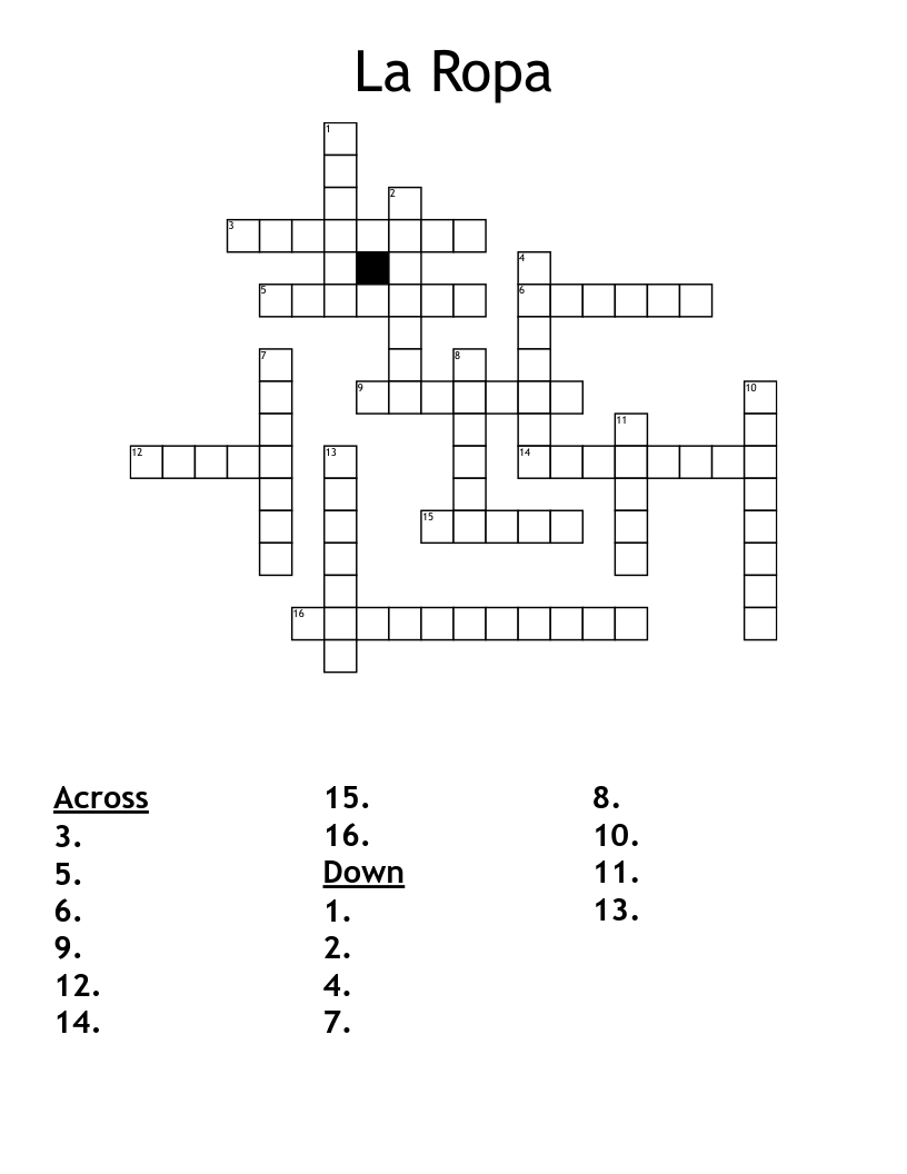 La Ropa Crossword