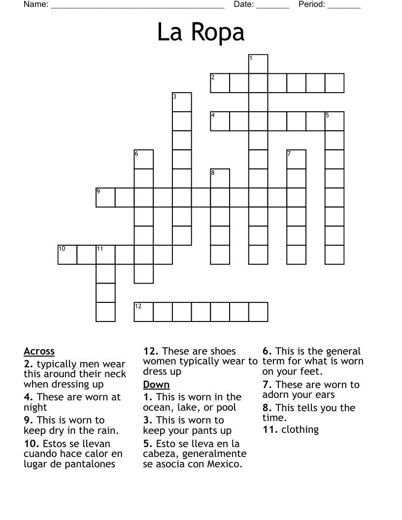La Ropa Crossword