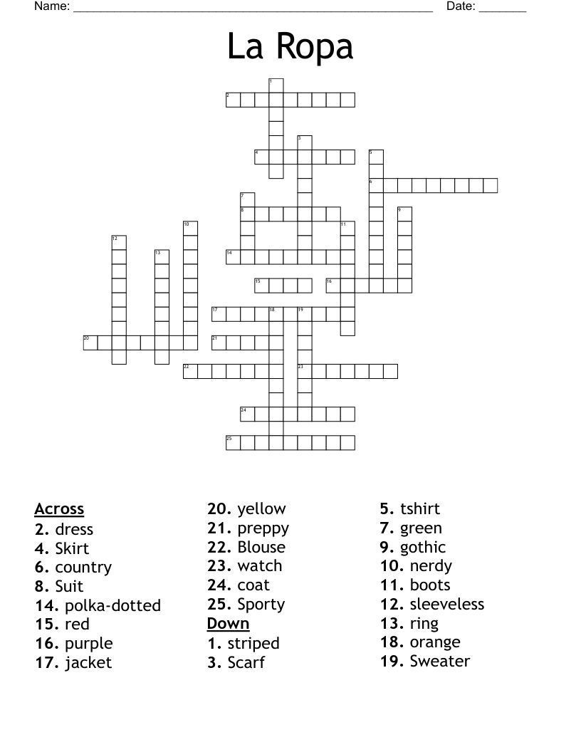 La Ropa Crossword