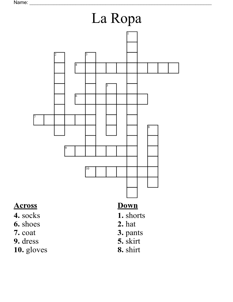La Ropa Crossword