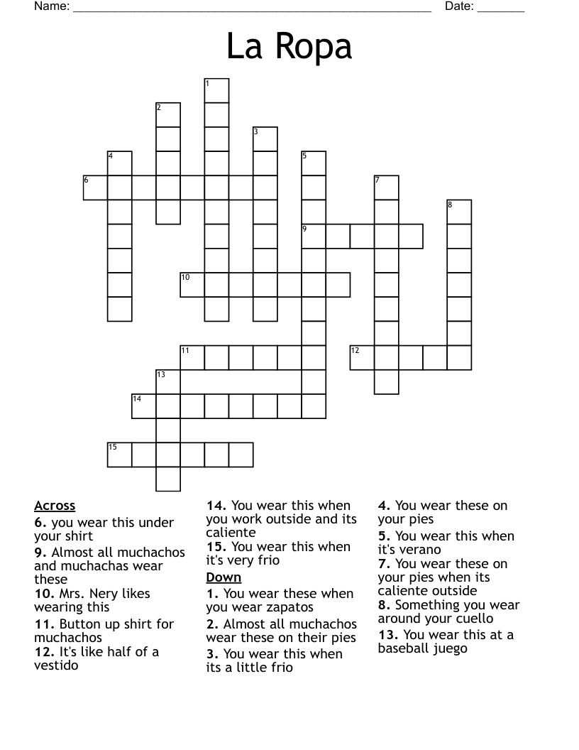 La Ropa Crossword