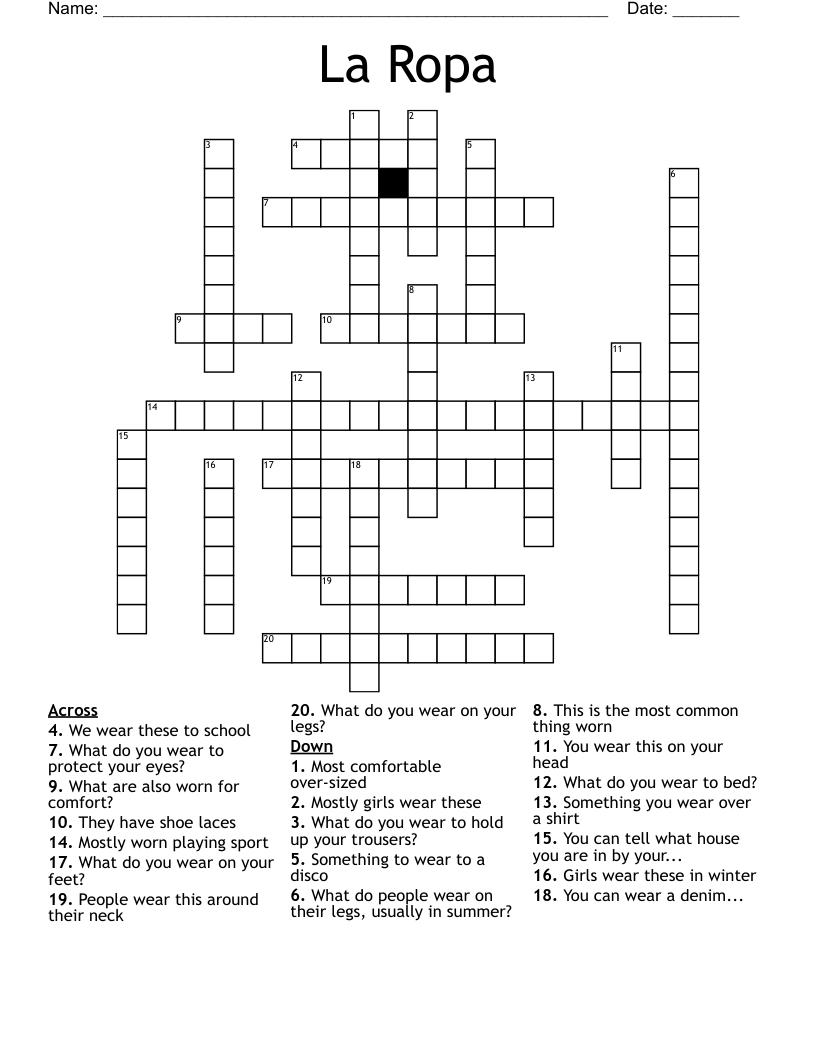 La Ropa Crossword