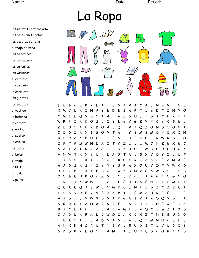 La Ropa Word Search