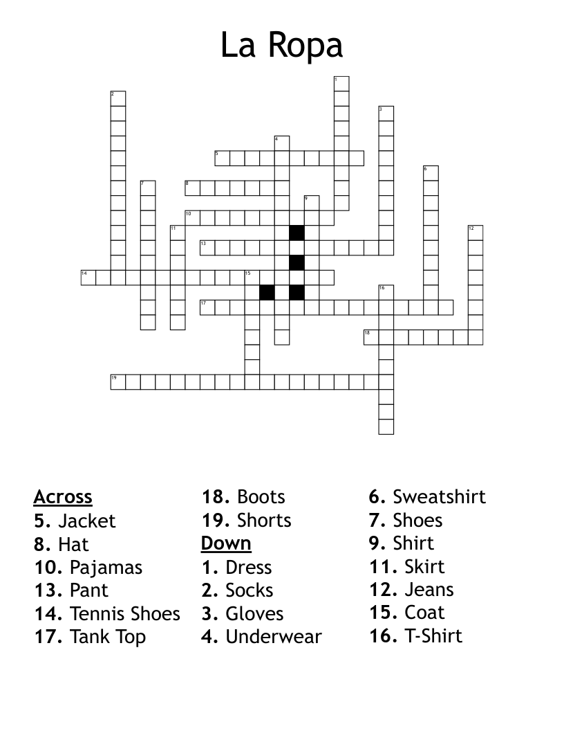 La Ropa Crossword