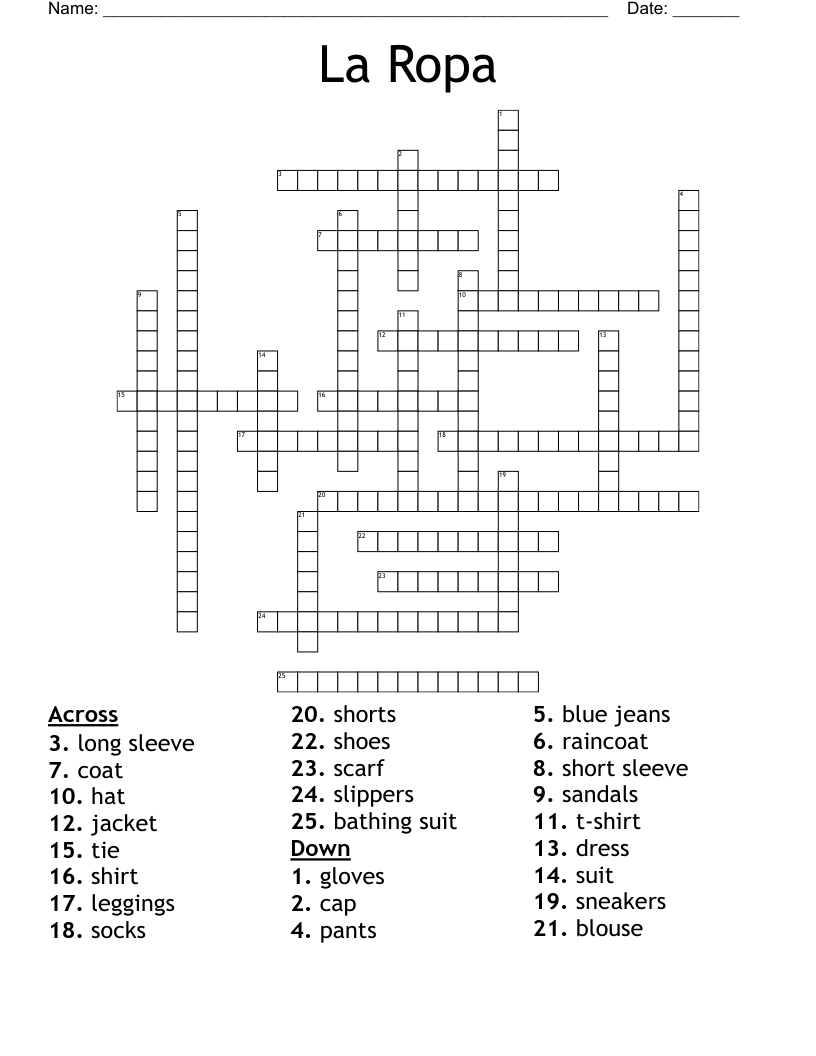 La Ropa Crossword