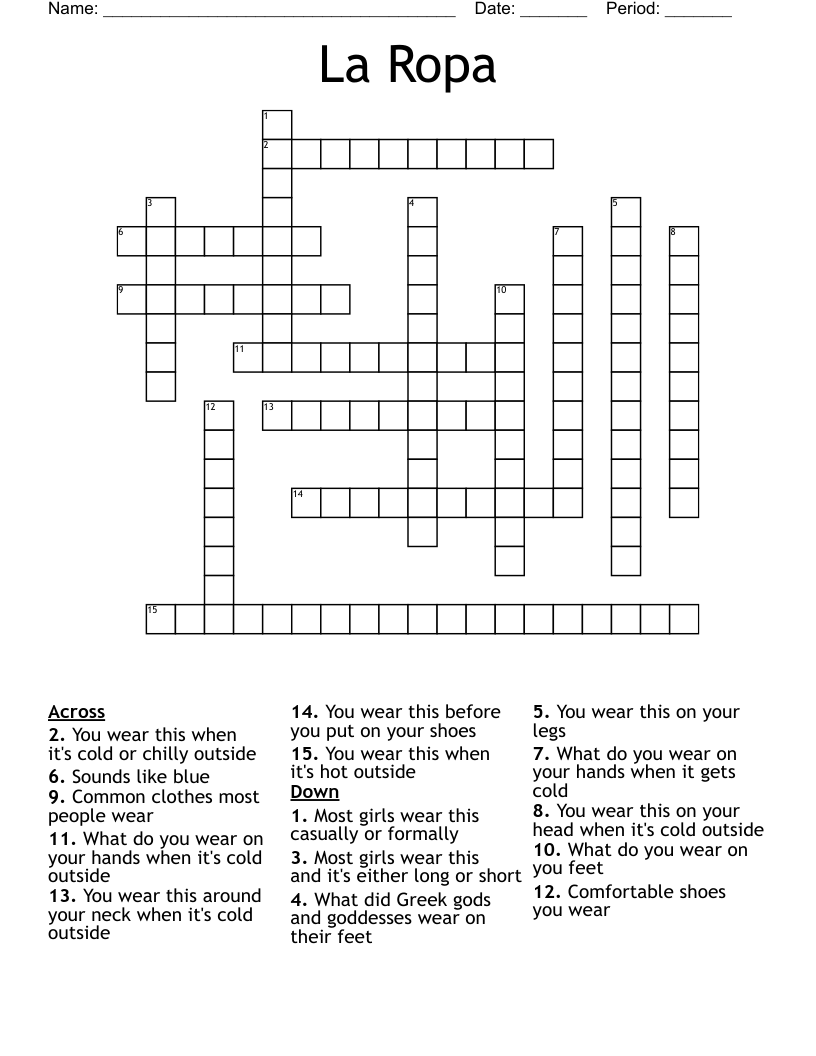 La Ropa Crossword