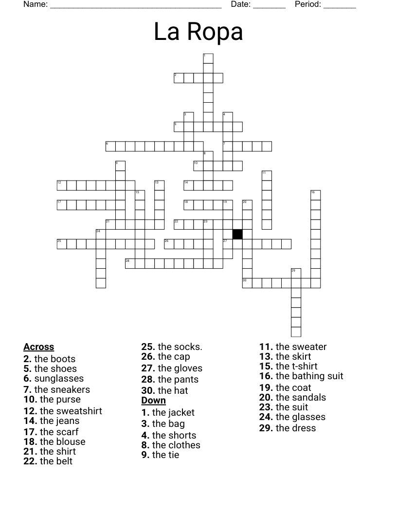 La Ropa Crossword