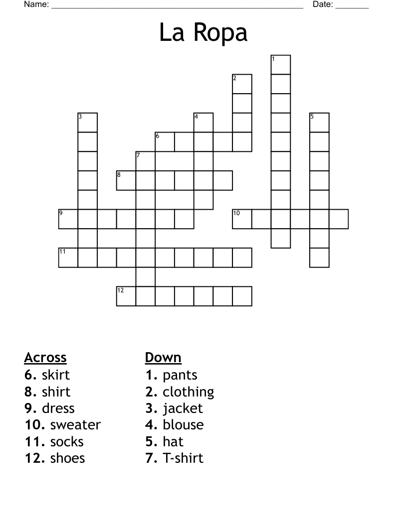 La Ropa Crossword