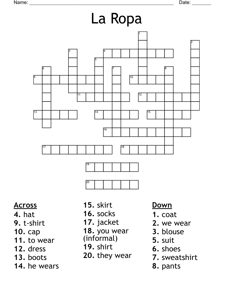 La Ropa Crossword