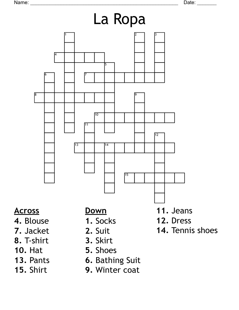 La Ropa Crossword