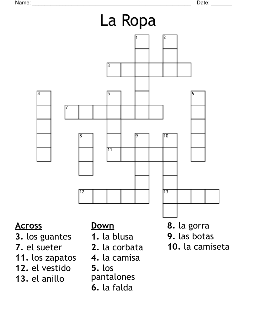 La Ropa Crossword