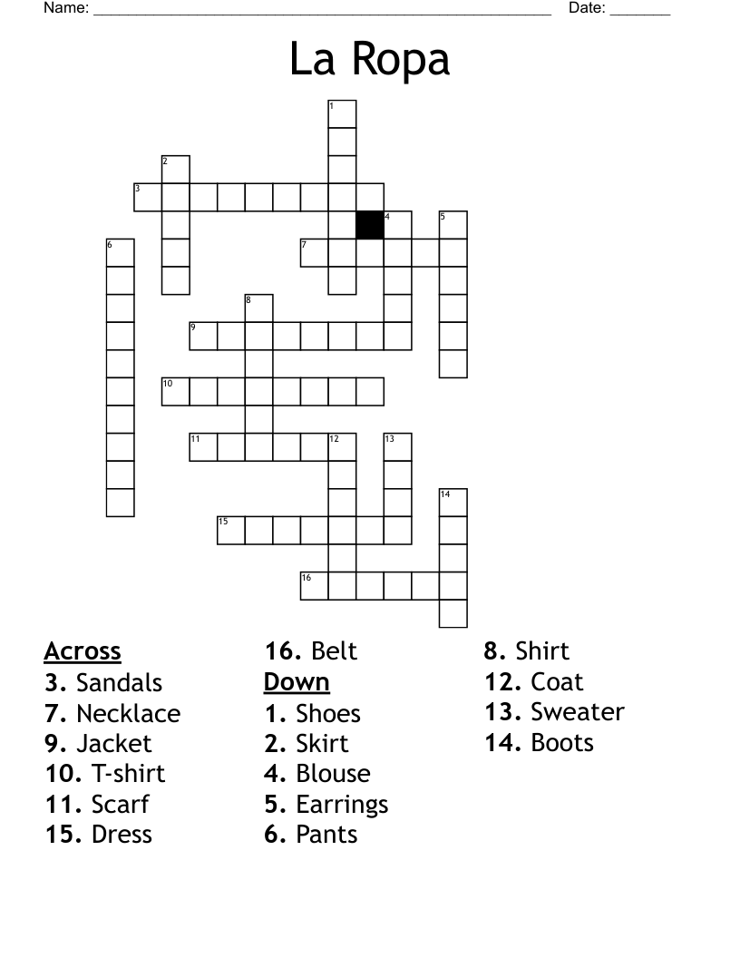 La Ropa Crossword
