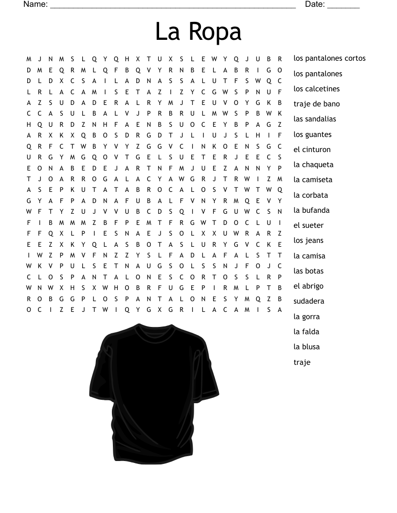 La Ropa Word Search