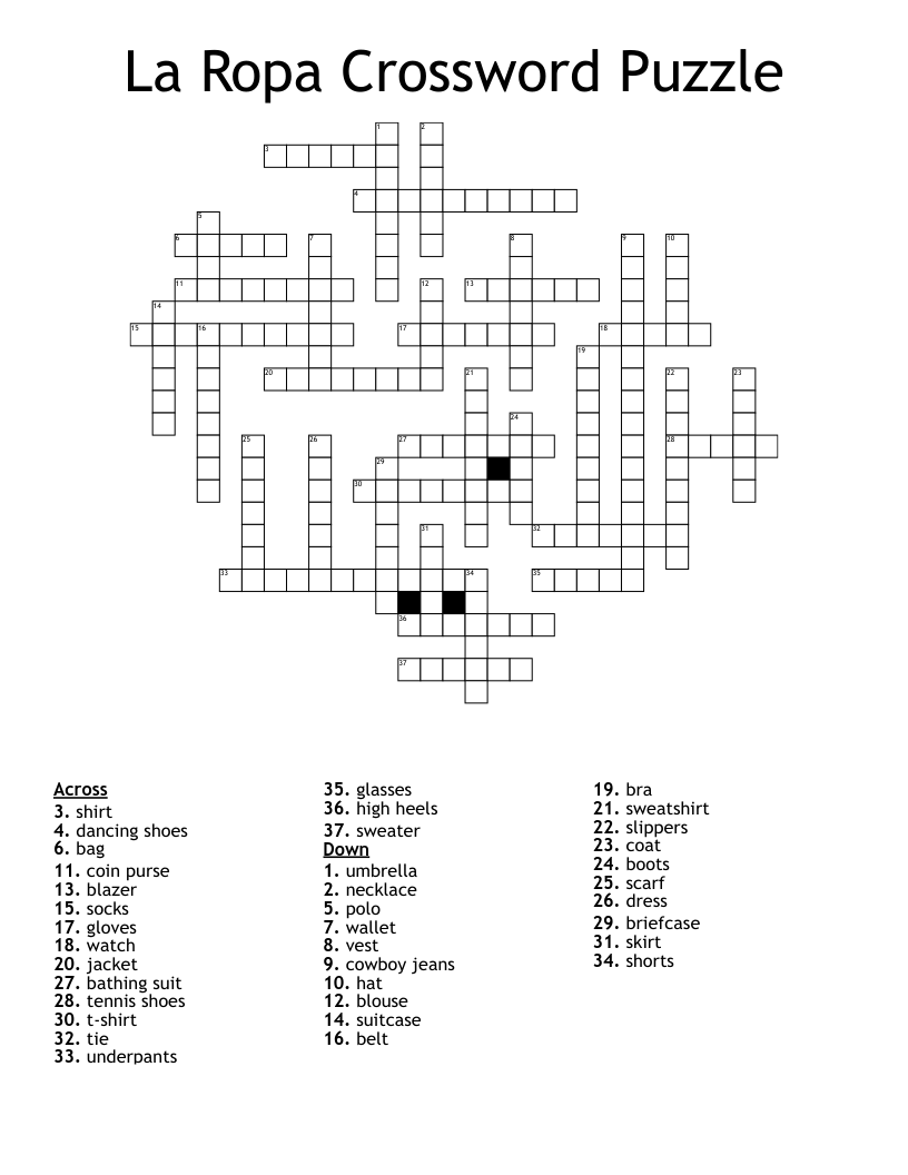 La Ropa Crossword Puzzle