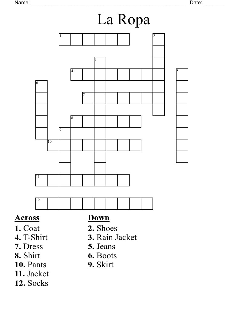La Ropa  Crossword