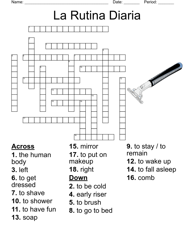 La Rutina Diaria Crossword