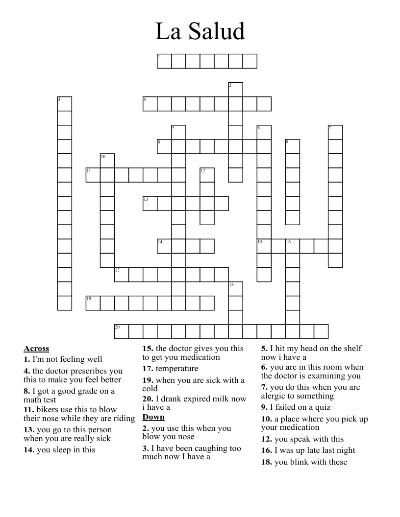 La Salud Crossword
