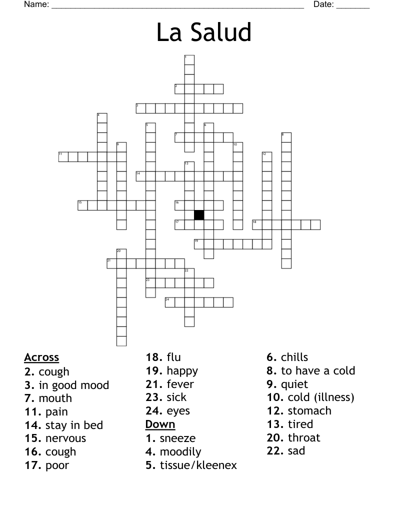 La Salud Crossword