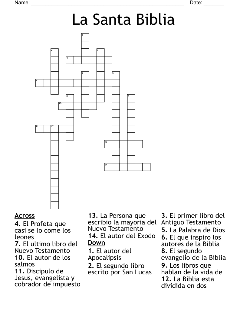 La Santa Biblia Crossword