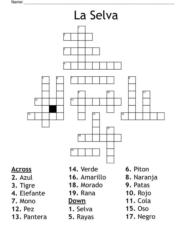 La Selva Crossword