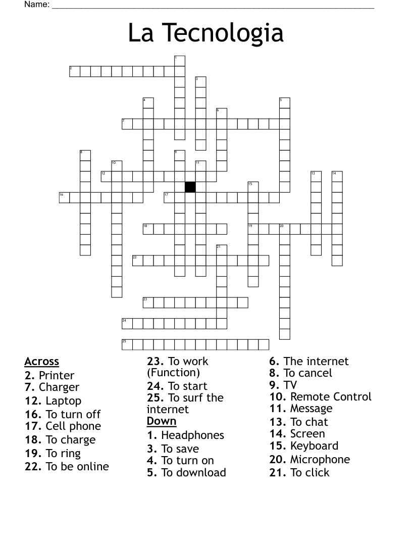 La Tecnologia Crossword