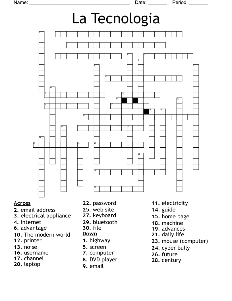 La Tecnologia Crossword