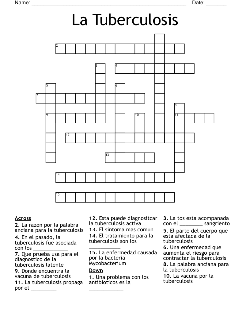 La Tuberculosis Crossword