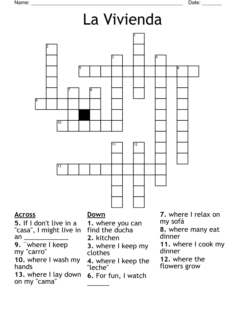 La Vivienda Crossword